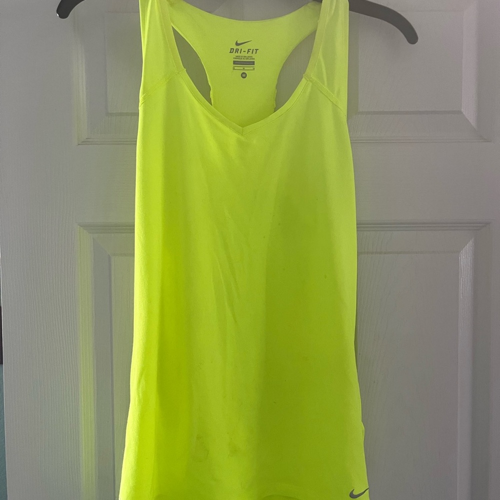 Nike Women's Neon Yellow Dri-FIT Racerback Tank